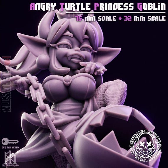 Angry Turtle Princess Goblin 32mm scale or 75mm scale by Jigglystix NSFW