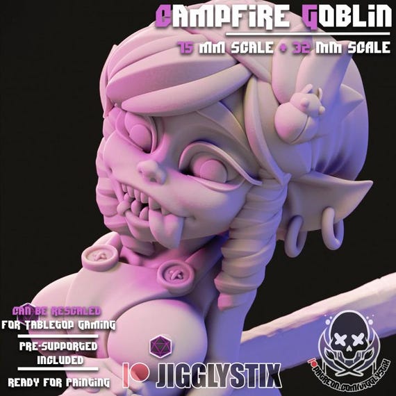 Campfire Goblin Girl 32mm scale or 75mm scale by Jigglystix NSFW