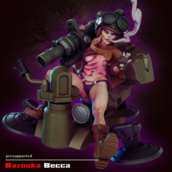 Bazooka Becca 32mm scale or 75mm scale by Gaz Minis SFW NSFW