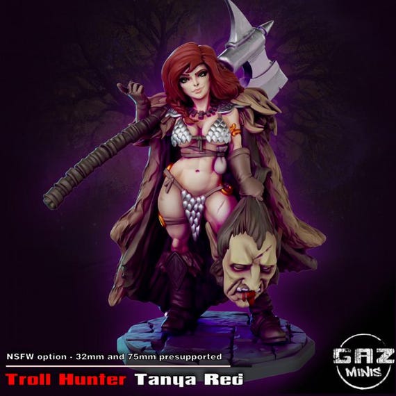 Troll Hunter Tanya Red 32mm scale or 75mm scale by Gaz Minis SFW NSFW