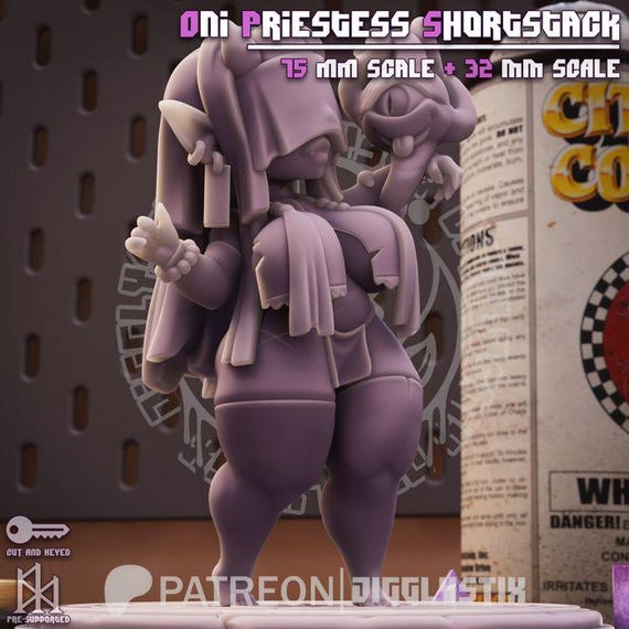 Oni Priestess Shortstack 28mm/32mm scale or 75mm scale by Jigglystix SFW NSFW