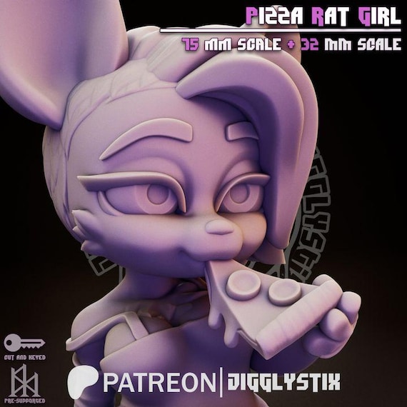 Pizza Rat Girl 32mm scale or 75mm scale by Jigglystix NSFW