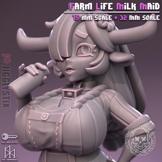 Farm Life Milk Maid 32mm scale or 75mm scale by Jigglystix SFW NSFW
