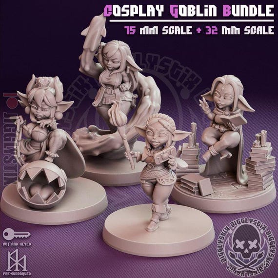 Cosplay Goblin Bundle 32mm scale or 75mm scale by Jigglystix SFW NSFW