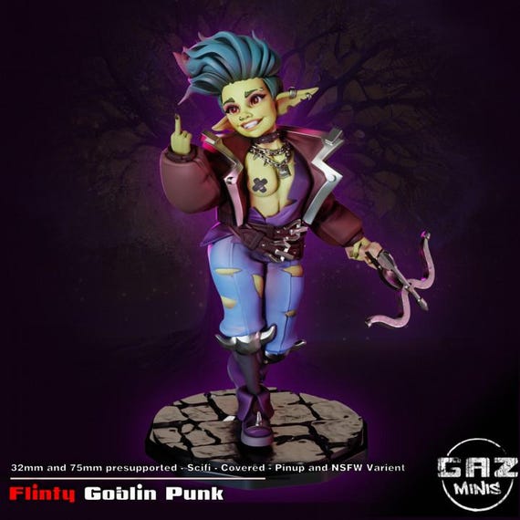 Flinty the Punk Goblin 32mm scale or 75mm scale by Gaz Minis SFW NSFW
