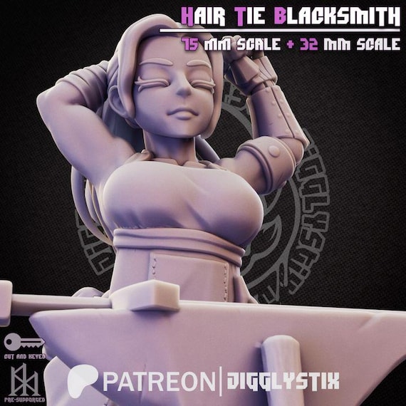 Hair Tie Blacksmith 32mm scale or 75mm scale by Jigglystix NSFW
