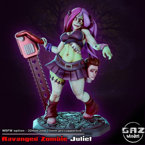 Ravanged Zombie Juliet 32mm scale or 75mm scale by Gaz Minis SFW NSFW