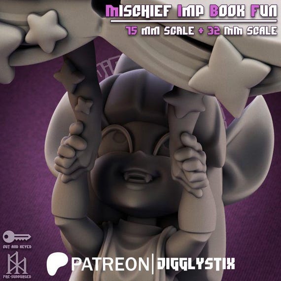 Mischief Imp Book Fun 32mm scale or 75mm scale by Jigglystix SFW NSFW
