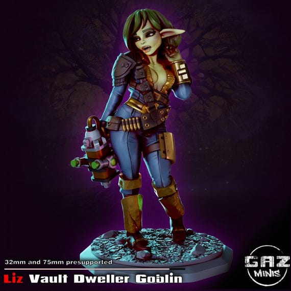 Vault Dweller Goblin 32mm scale or 75mm scale by Gaz Minis SFW