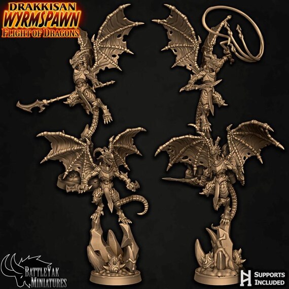 Drachon Harbinger Pack A 32mm scale by Battle Yak Miniatures Drakkisan Wyrmspawn: Flight of Dragons