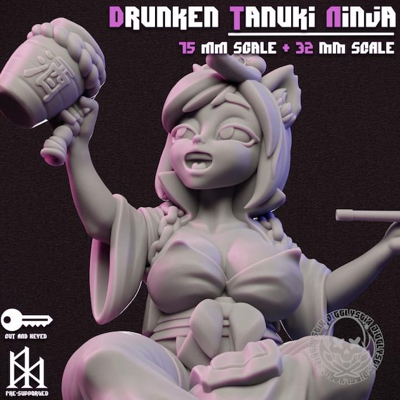 Drunk Tanuki Ninja 32mm scale or 75mm scale by Jigglystix SFW NSFW