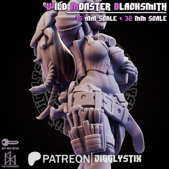 Wild Monster Blacksmith 32mm scale or 75mm scale by Jigglystix NSFW