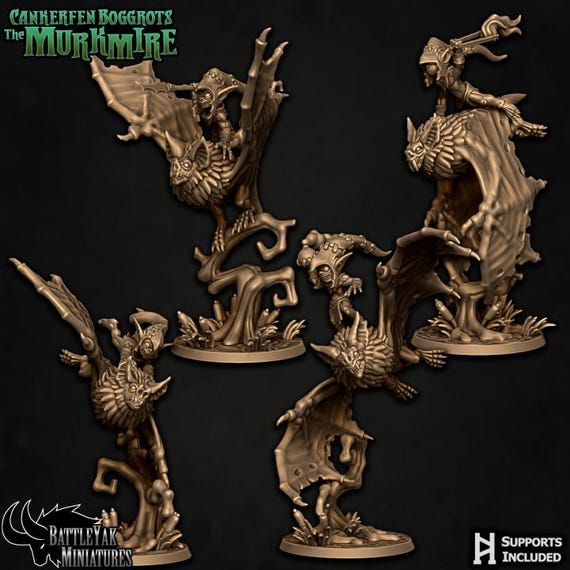 Murkmire Batfink Rider Pack 32mm scale by Battle Yak Miniatures Cankerfen Boggrots: The Murkmire