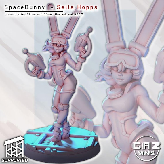 Retro Space bunny Hopps 32mm scale or 55mm scale by Gaz Minis SFW NSFW