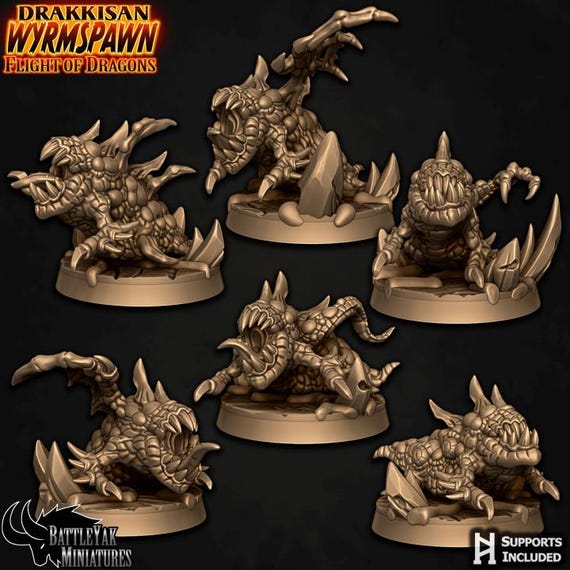 Dragonblood Miscreations Pack 32mm scale by Battle Yak Miniatures Drakkisan Wyrmspawn: Flight of Dragons