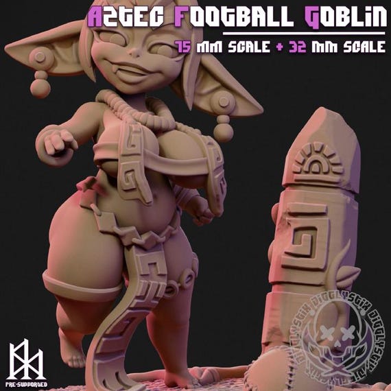 Aztec Football Goblin 32mm scale or 75mm scale by Jigglystix SFW NSFW