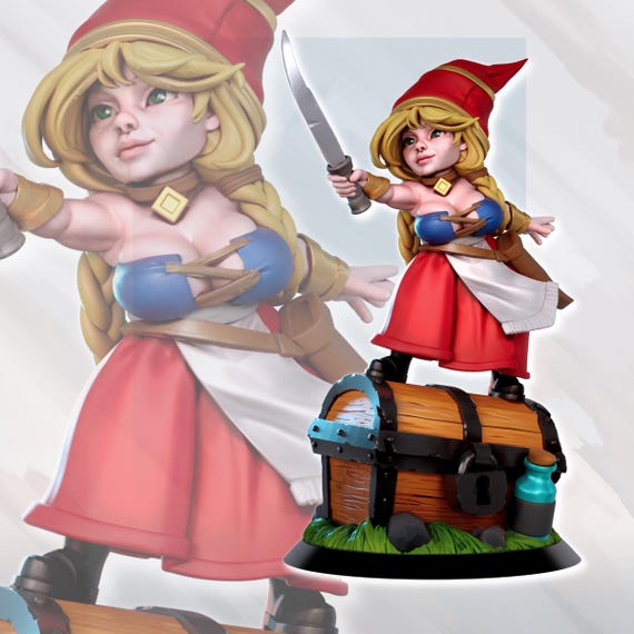 Gnome Treasure hunter Rhianon 32mm scale or 75mm scale by Gaz Minis SFW NSFW