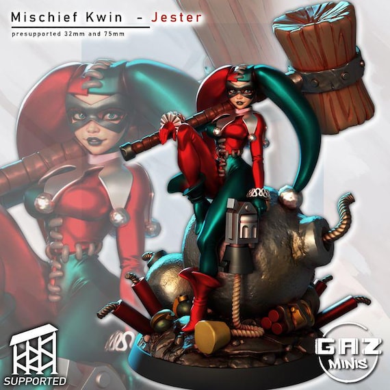 Mischief Kwin - Jester Girl 32mm scale or 75mm scale by Gaz Minis