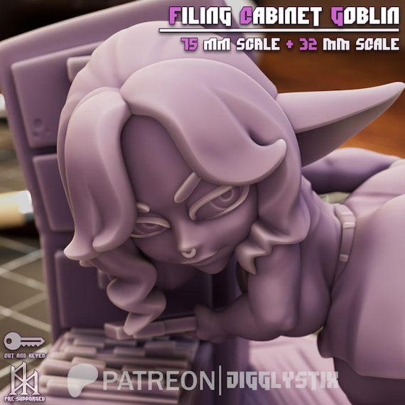 Filing Cabinet Goblin 28mm/32mm scale or 75mm scale by Jigglystix SFW NSFW