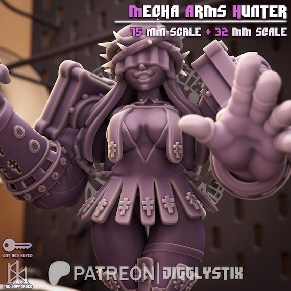 Mecha Arms Hunter 32mm scale or 75mm scale by Jigglystix SFW NSFW