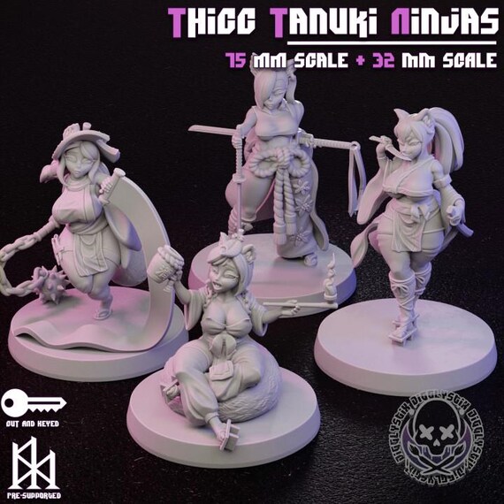 Thicc Tanuki Ninjas Bundle 32mm scale or 75mm scale by Jigglystix SFW NSFW