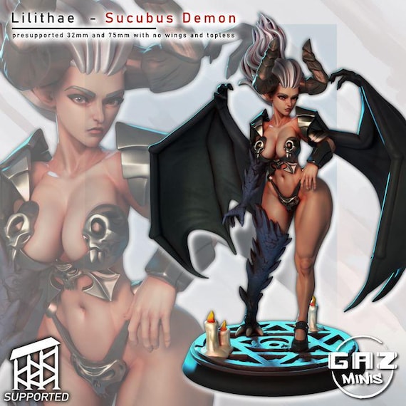 Lilithae - Succubus Demon 32mm scale or 75mm scale by Gaz Minis SFW NSFW