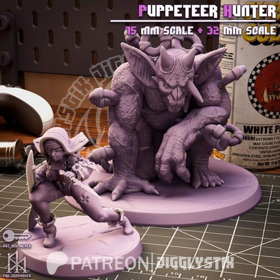 Puppeteer Hunter 32mm scale or 75mm scale by Jigglystix SFW NSFW