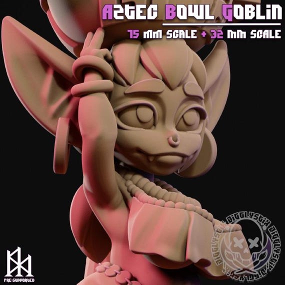 Aztec Bowl Goblin 32mm scale or 75mm scale by Jigglystix SFW NSFW