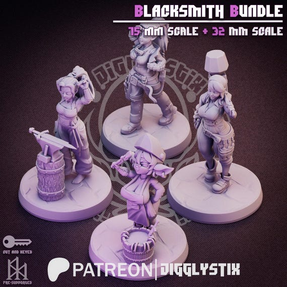Blacksmith Bundle 32mm scale or 75mm scale by Jigglystix SFW NSFW