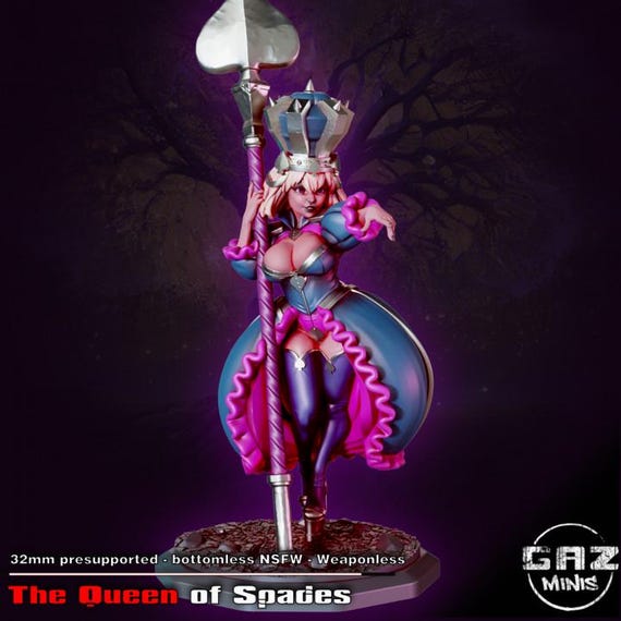 The Queen of Spades 32mm scale or 75mm scale by Gaz Minis SFW NSFW