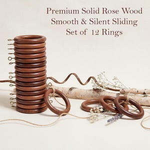 Wooden Curtain Rings - Natural & Brown Wood, Set of 12