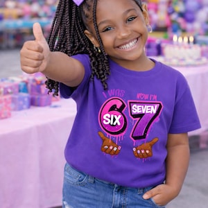 Six Seven 7th Birthday Sweatshirt Girl, Family 67 Party Shirt African American Black Girls