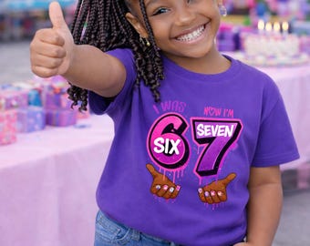 Six Seven 7th Birthday Sweatshirt Girl, Family 67 Party Shirt African American Black Girls