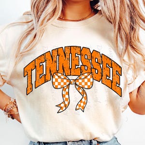 Preppy Tennessee Coquette Png, Tennessee Sublimation Design, Orange and White Checkerboard Png, State PNG, Shirt Design, Digital Download