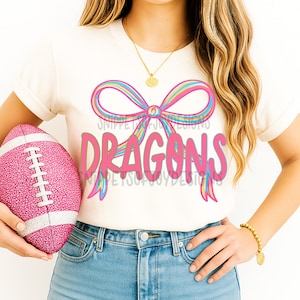 Dragons Preppy Mascot PNG, Coquette Bow PNG, School Mascot Download File, Back To School Png, School Spirit, DTF, Teacher Designs, Shirt Png