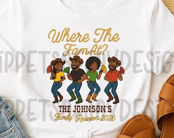Personalized Black Family Reunion PNG – African American Western Gathering Fans JPG File- Digital Download