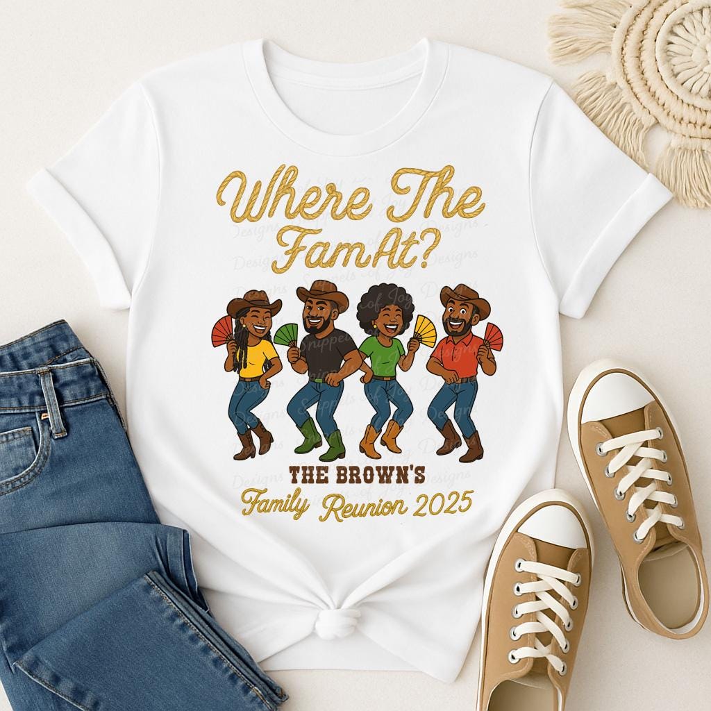 Personalized Black Family Reunion PNG – African American Family Reunion JPG File – Western Family Reunion – Digital Download – Sublimation