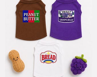 Dog Halloween Costumes - Matching Peanut Butter and Jelly Sandwich Group Pet Tshirts  Small Big