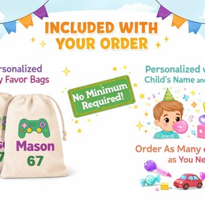 67 7th Birthday Personalized Party Treat Bags, Six Seven Favor Candy Bags For Boys image 5