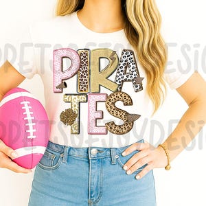 Animal Print Pirates Mascot PNG, Preppy Mascot PNG, School Mascot Download File, Back To School Png, Doodle Teacher Designs, Shirt Clipart,