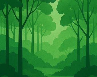Green Woodland Forest Modern Wall Art – Digital Download