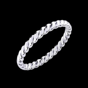 Twisted Rope Band Ring: 925 Sterling Silver, Minimalist Style