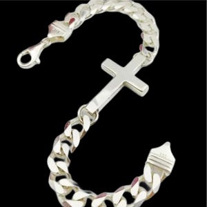 Cuban Link Cross Bracelet - Attractive Handmade 925 Sterling Silver Religious Bracelet
