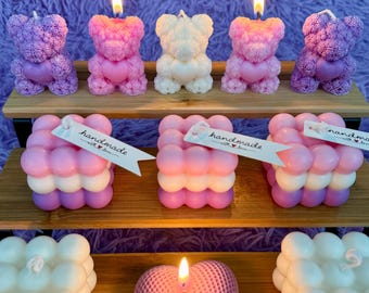 Rose Teddy Bear Candle – Handmade Soy Wax – Soft & Adorable Plush Gift for All Ages