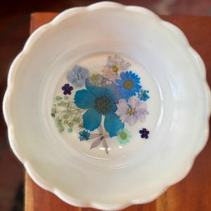 Blue Bloom Pressed Flower Candy Dish