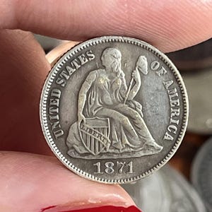 Zittende Liberty 1837-1840-1843-1853-1871-1872-1873-1874 Jaren voor verzamelobjecten Eenmalige verzilverde munt Amerikaanse herdenkingsmunten