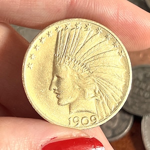 1909 Indian Head 10 Dollars US Rare Key Date Collectors Gold Plated Coin Collectibles Commemorative Old Coins