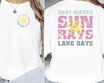 Boat Waves Sun Rays Lake Days Shirt, Lake House Vacation Tee, Boating Life T-shirt, Summer Sea Salt Trip Outfit