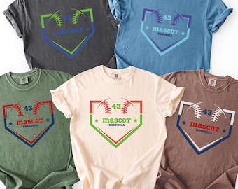 Camiseta de béisbol personalizada Comfort Colors, camiseta personalizada con la mascota de la escuela secundaria, camiseta del equipo escolar, atuendo para el día del partido.