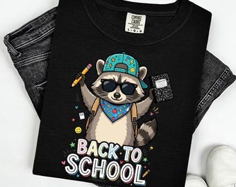 Comfort Colors Cool Raccoon Teacher Shirt, Funny Back To School Staff Graphic Tee, Retro Preschool Teacher T-shirt,
